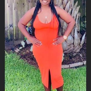 Orange spaghetti strap dress